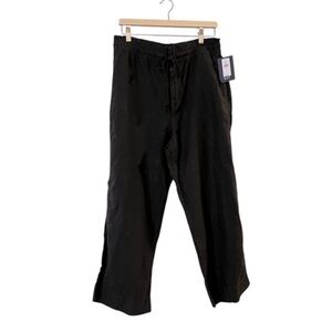 NWT! GAP Black Linen/Cotton Blend Drawstring Wide Straight Leg Crop Pants, 12